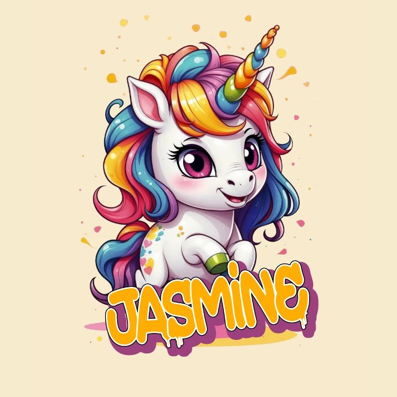 JASMINE - Schöner Mädchen Name mit süßem Einhorn