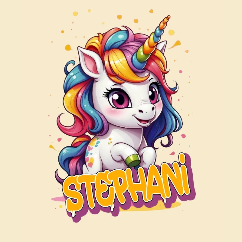 STEPHANI - Schöner Mädchen Name mit süßem Einhorn
