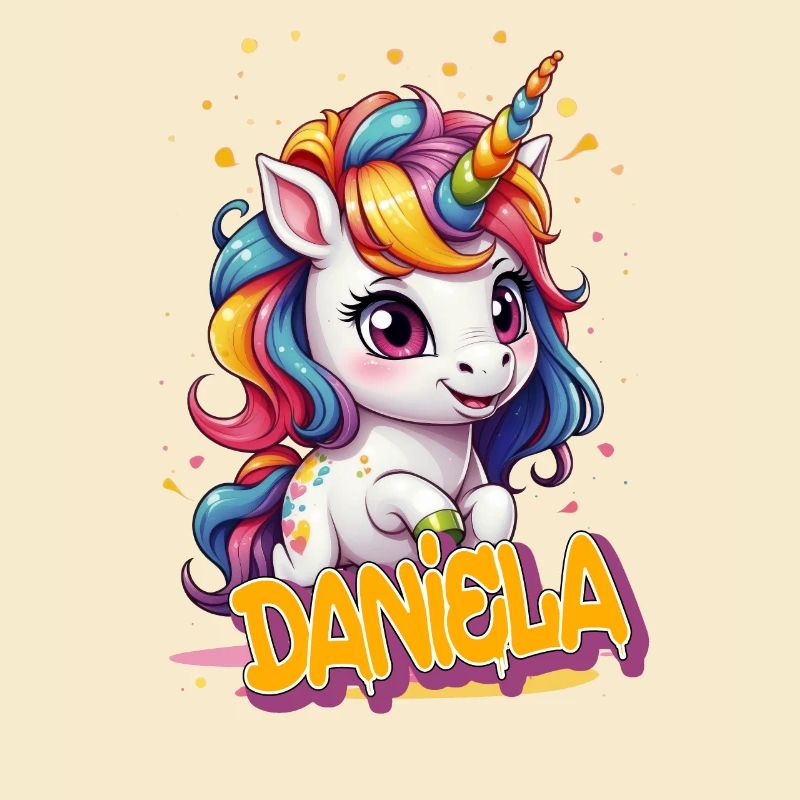 DANIELA - Schöner Mädchen Name mit süßem Einhorn