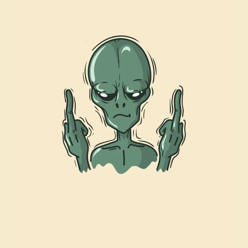 Alien zeigt Mittelfinger