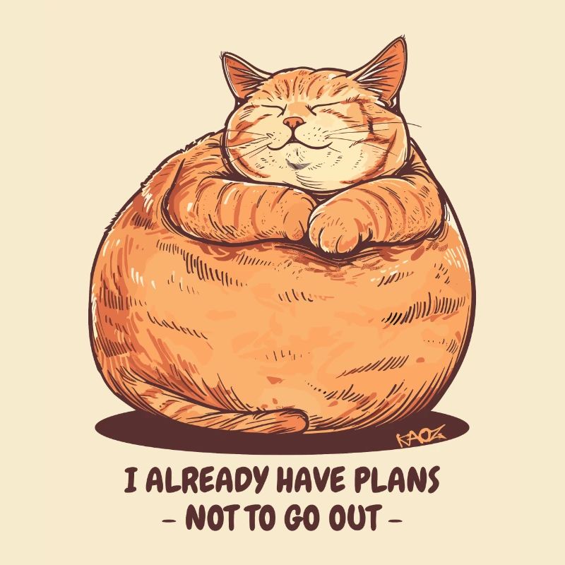 A very chubby, fat cat with a plan