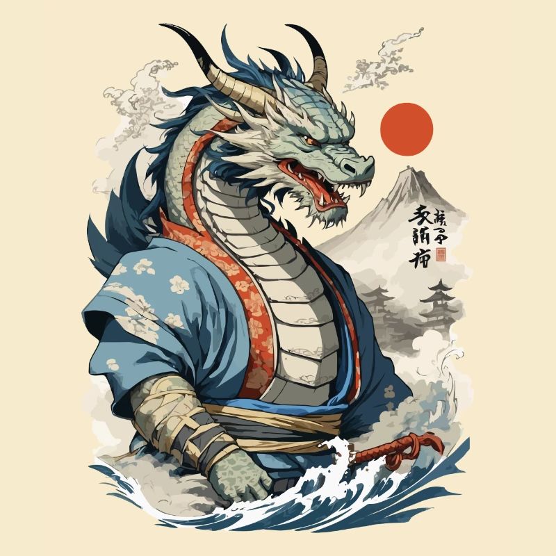 Samurai Ukiyo-E Kunst Japanische Drachen
