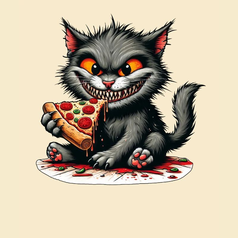 Fiese Katze Pizza Horror Sauer Mad