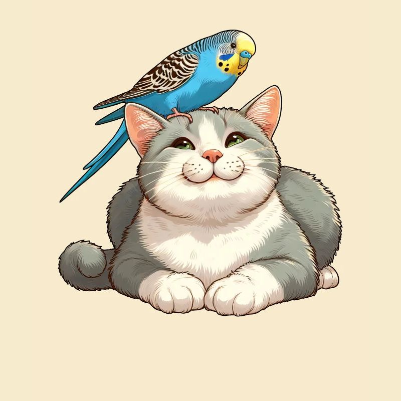 Mignon chat perruche amis