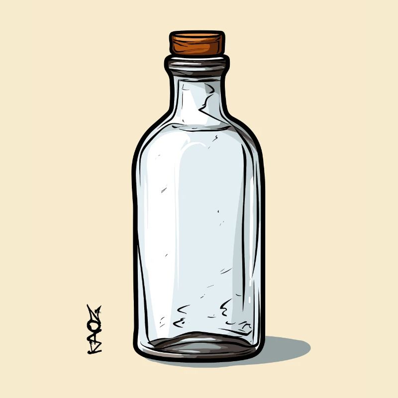 Empty Glass Bottle Motif, Bottle Is Empty