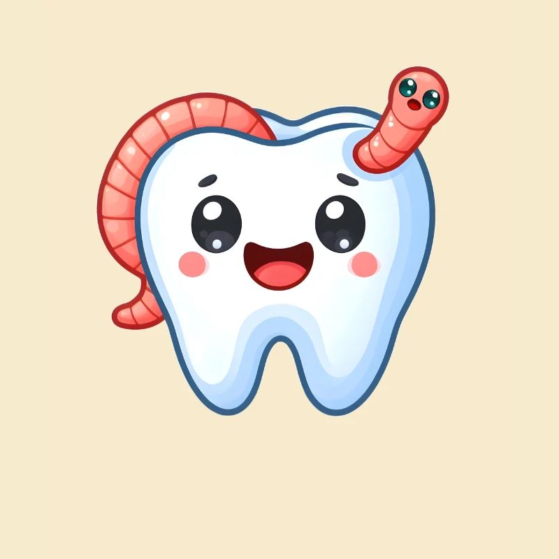 Funny tooth with worm