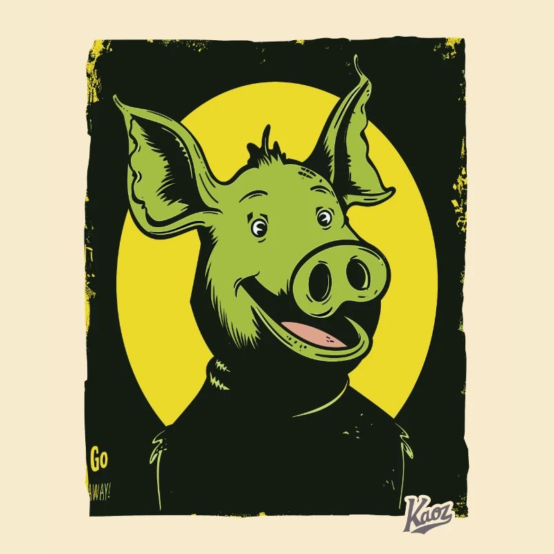 Cochon de dessin animé drôle, heureux et étrange