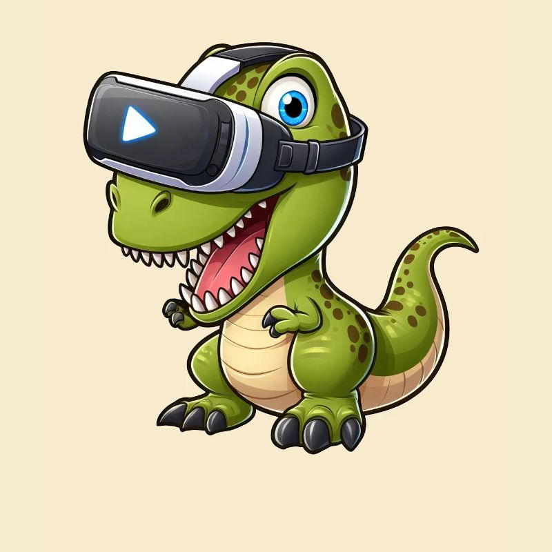Funny T-Rex dinosaur in virtual reality