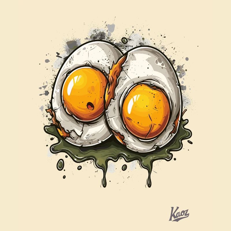 Fried eggs, 2 times boiled disgusting egg