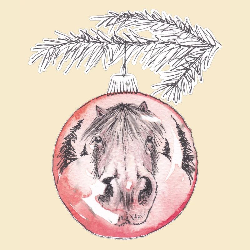 Weihnachtskugel Merry Christmas rot Pferd