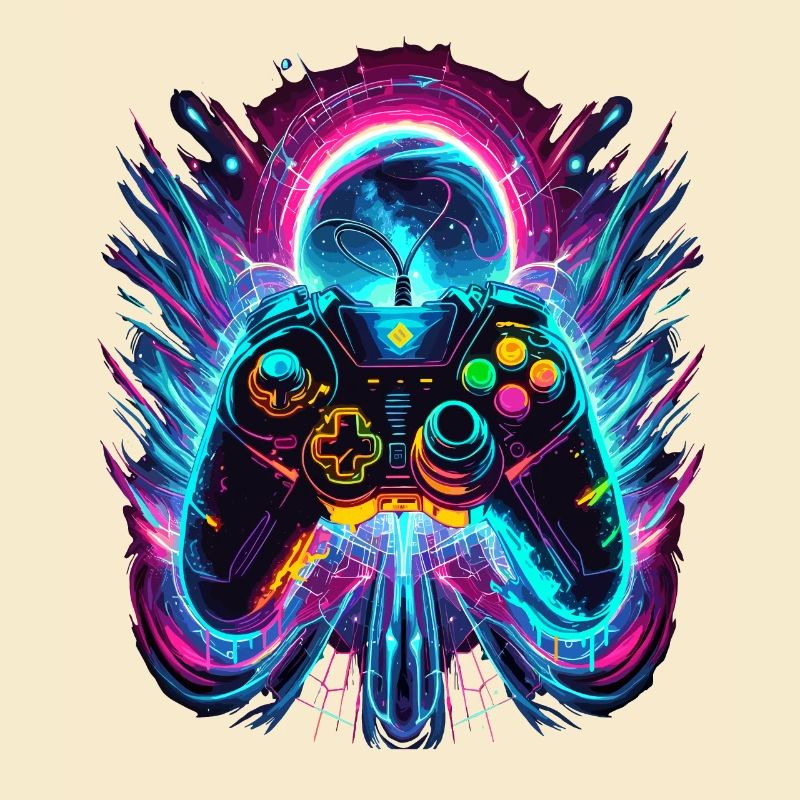 Vibrant Neonfarben Retro Gaming Controller