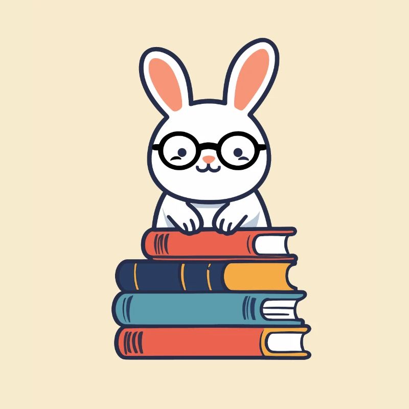 Lapin de lecture parfait de style rat de bibliothèque