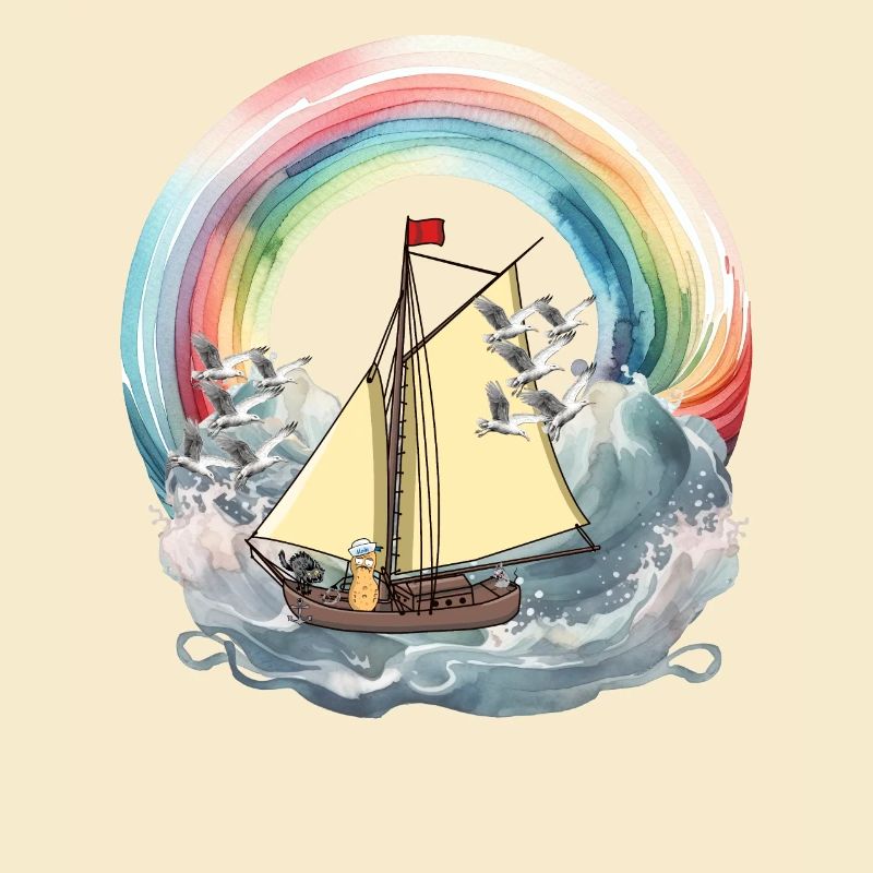 Bateau Peanut Bateaux Rainbow Ship Sailing Nut