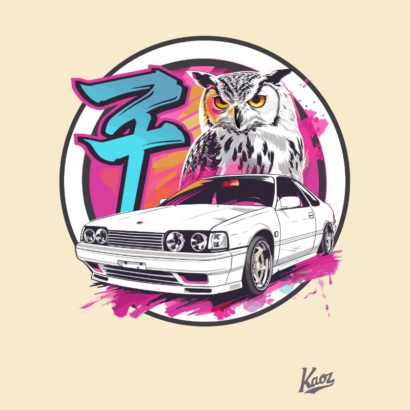 Farbexplosion: Eule und JDM Street Car