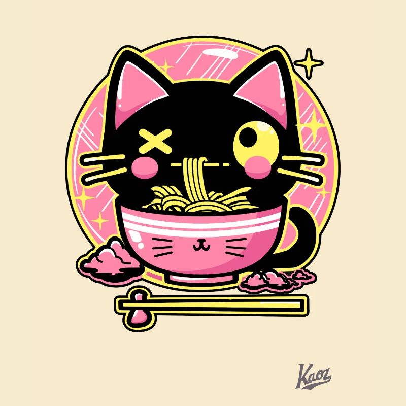 Super drôle mignon crazy ramen chat
