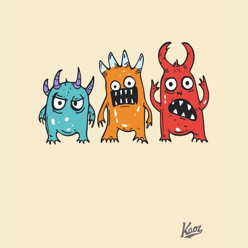 funny cute little crazy monsters
