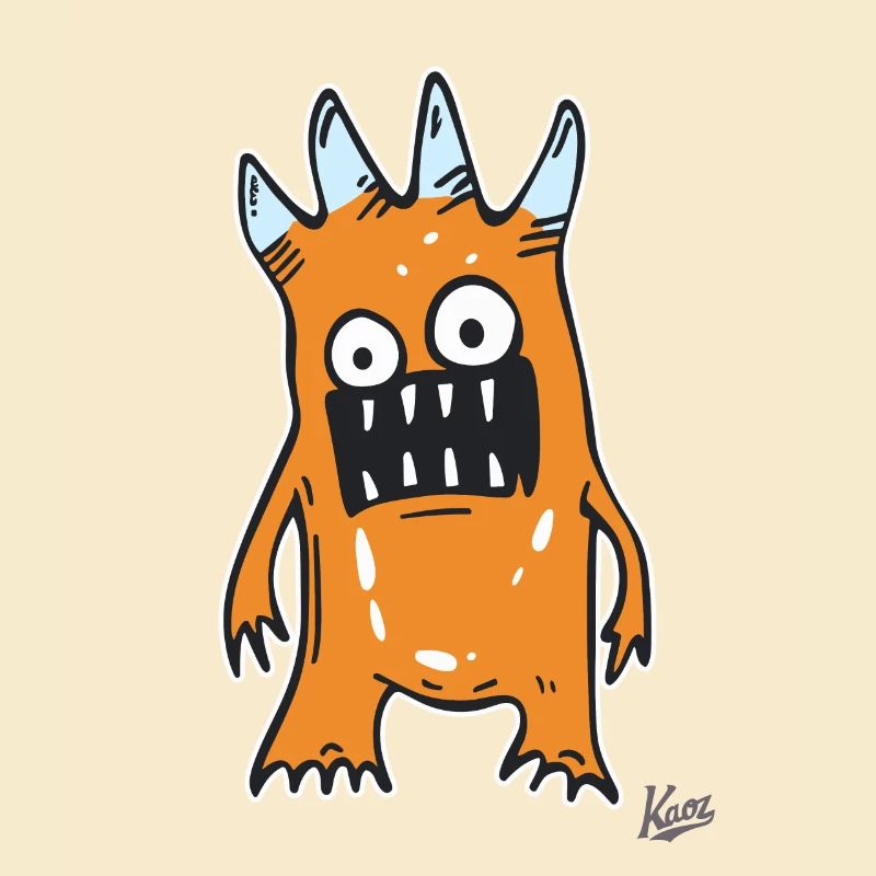 Orange funny stupid monster