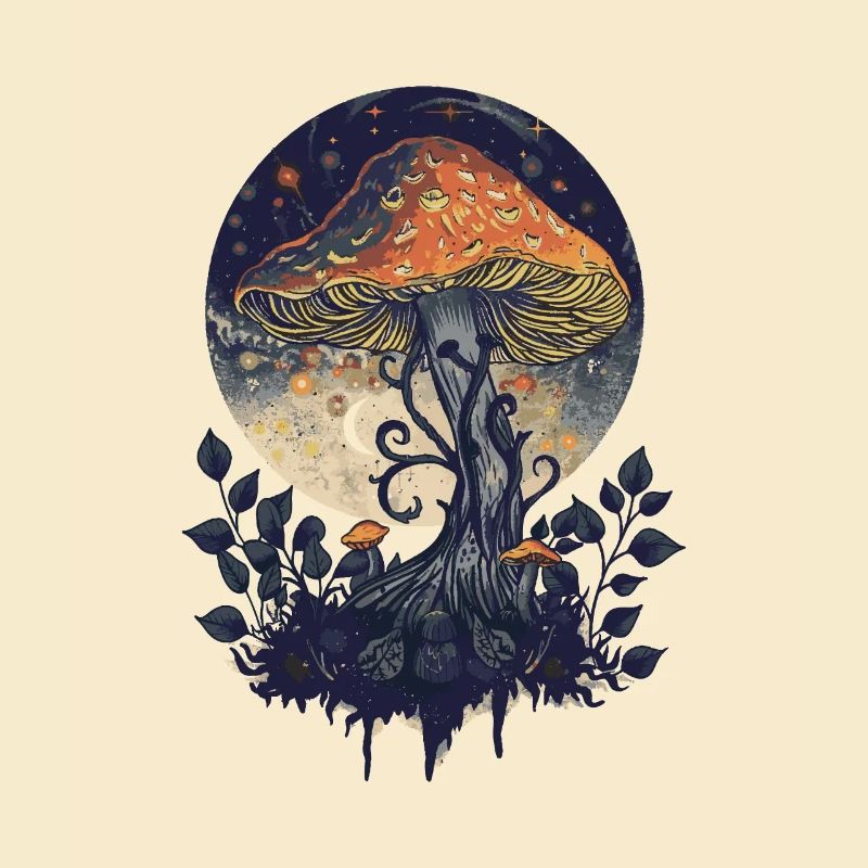 Fairycore Champignon Goblincore Phases de Lune Vintage