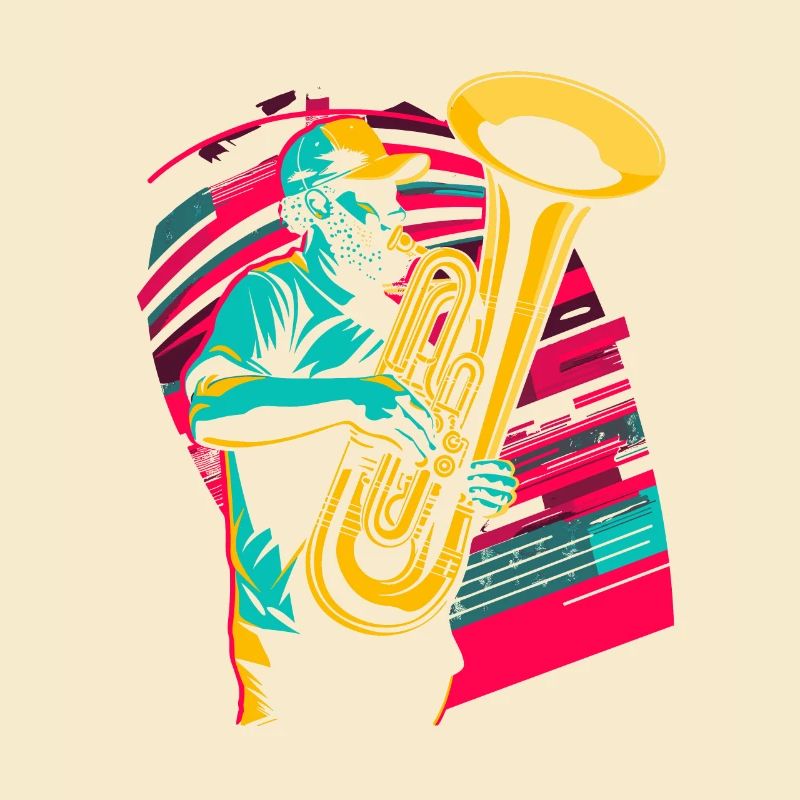 Tuba Spieler Comic Look