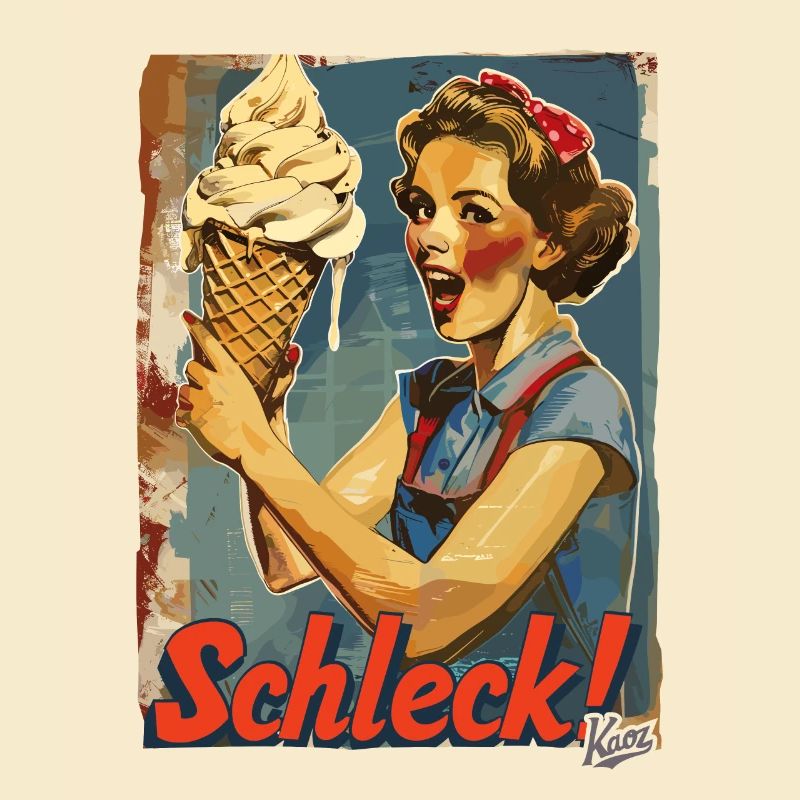 Chère dame avec une énorme glace gaufrée