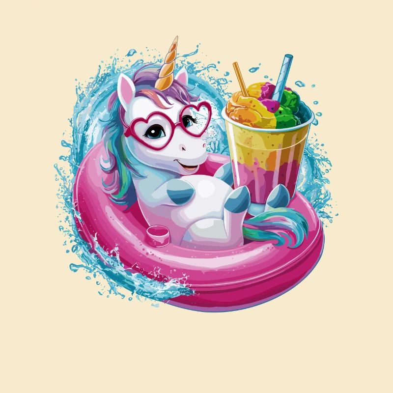 Niedliches Einhorn genießt Eiscreme-Spaß