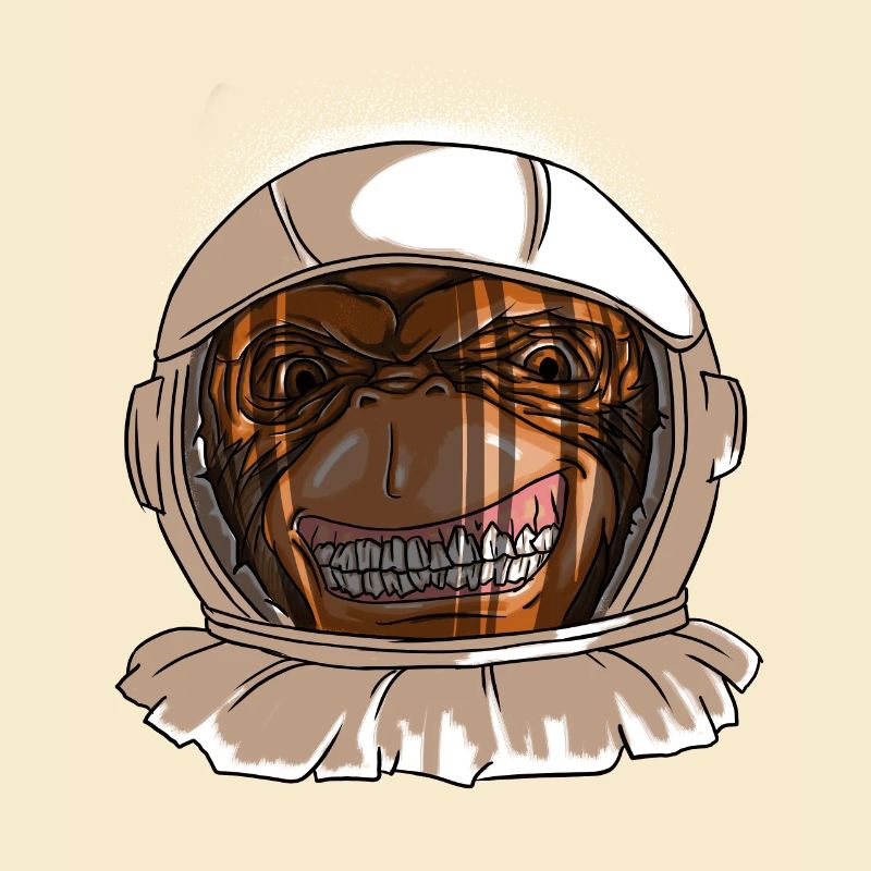 Astronaut Monkey Head Funny Smiling Space Monkey