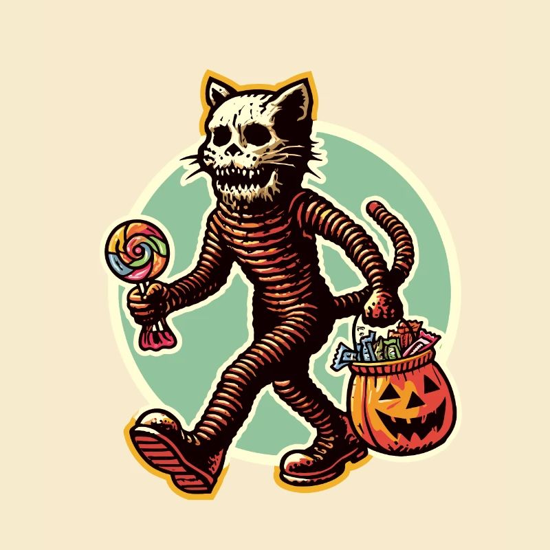 Untote Zombie Katze Süßes Oder Saures Halloween
