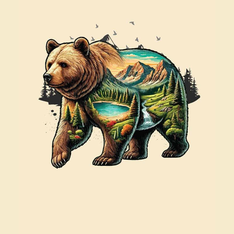 Wilderness Inside the Bear Retro Vintage