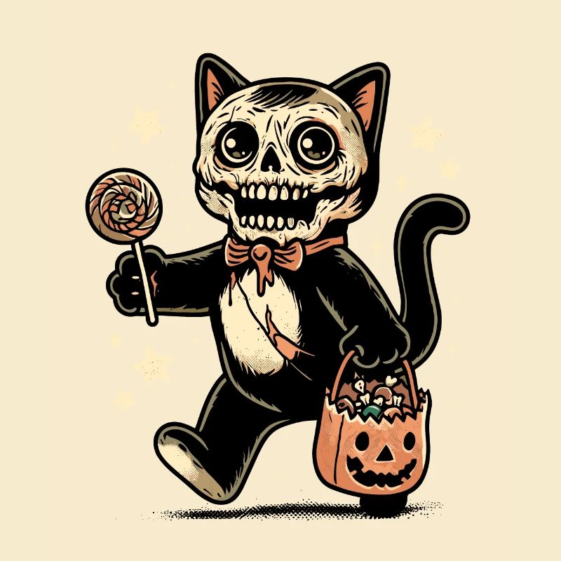 Untote Zombie Katze Süßes Oder Saures Halloween