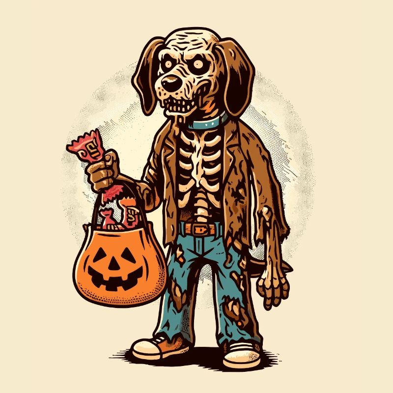 Untote Zombie Hund Süßes Oder Saures Halloween