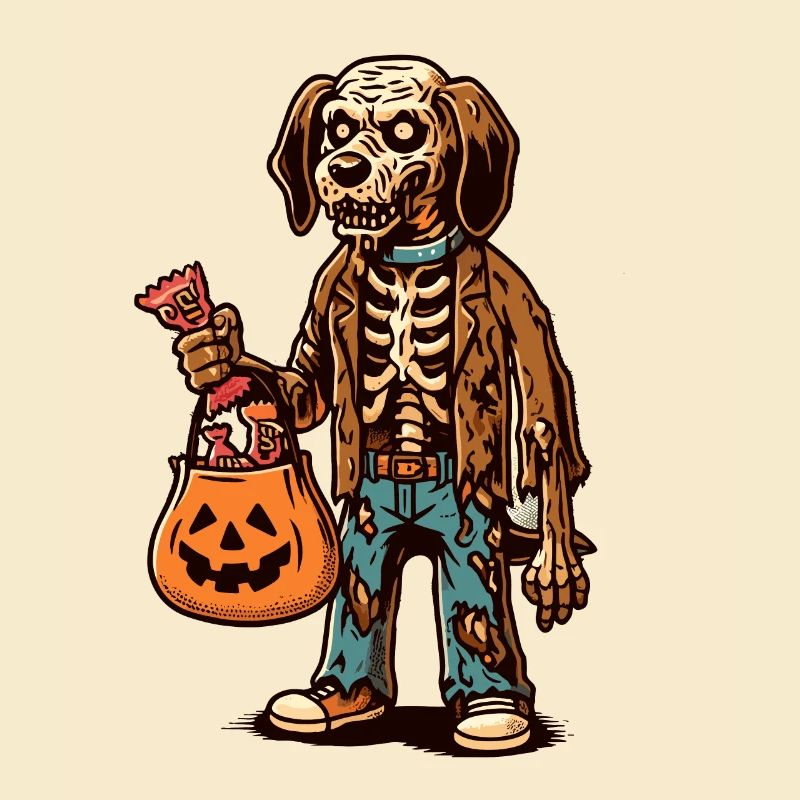 Untote Zombie Hund Süßes Oder Saures Halloween