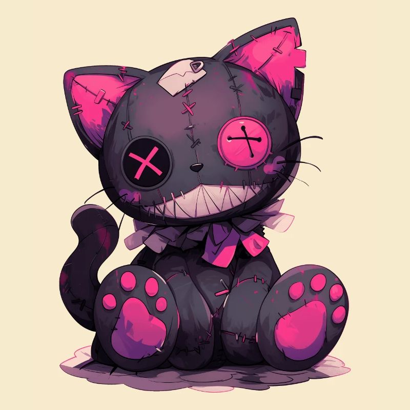 Goth Cat Doll Cat Grunge Gift Gothic Doll