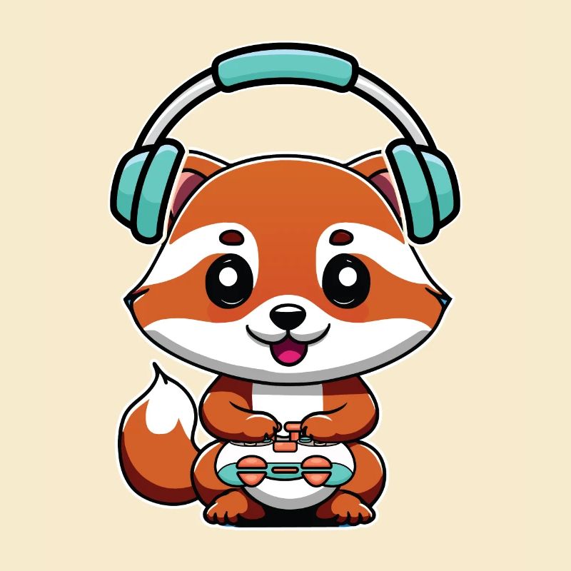 Play Controller Gaming Fox with Headphones