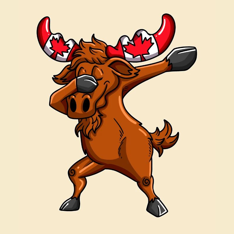 Canadian Moose with Canada Flag Dab Dabbing