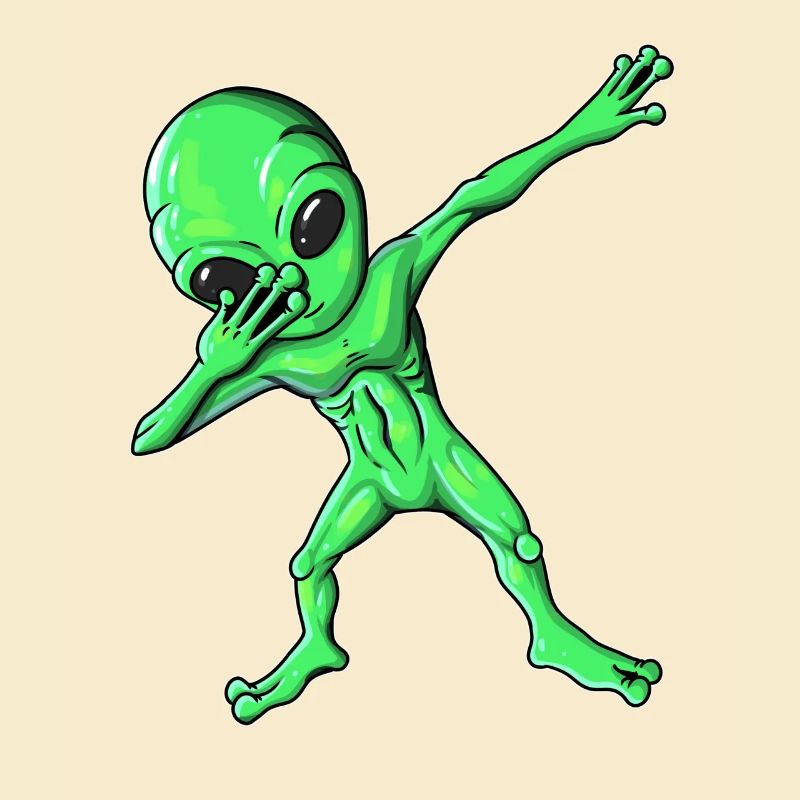 Alien green alien does dab dabbing