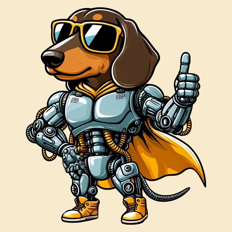 Dackel Roboter Cyborg Sci-Fi Hund Mech Design