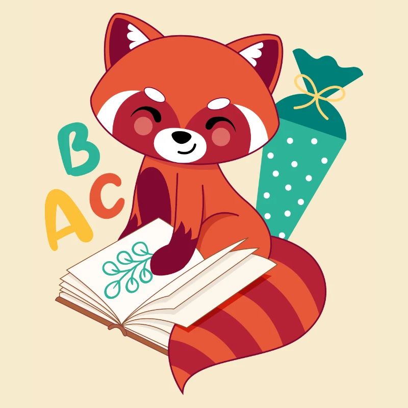 roter Panda mit Schultüte Einschulung