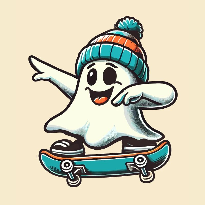 Skateboaring Dabbing Ghost Skateboard Dab