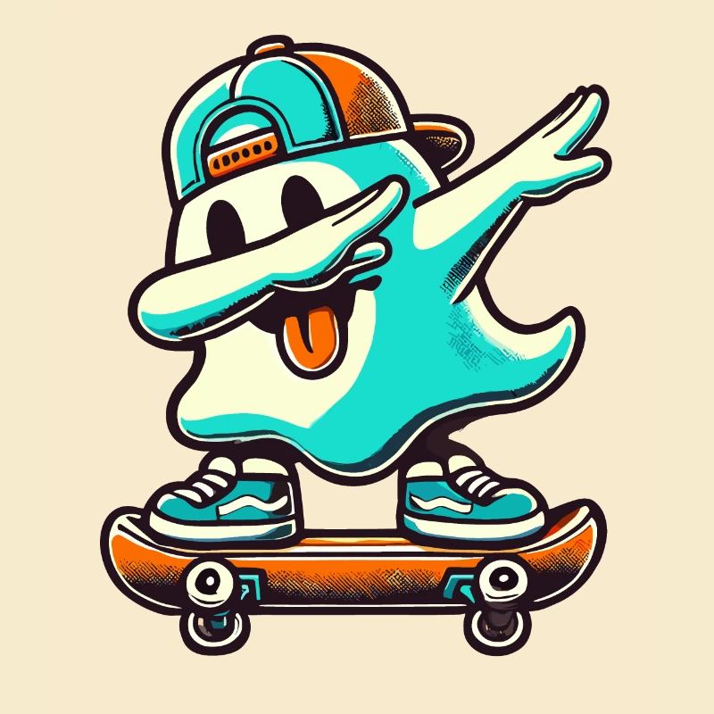 Skateboaring Dabbing Ghost Skateboard Dab