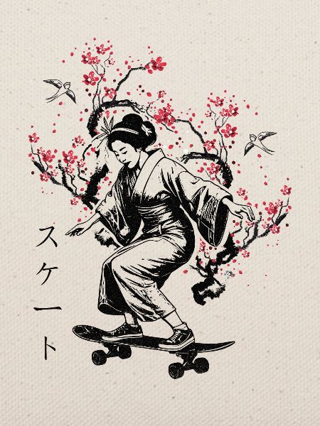 Skateboarding Geisha
