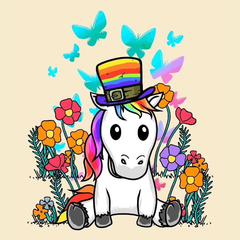 LGBT Einhorn Pferd Einhörner Regenbogen Blume