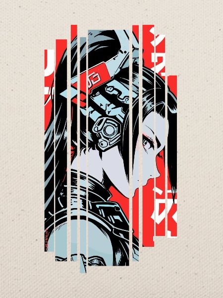 Frau Cyborg japan rot