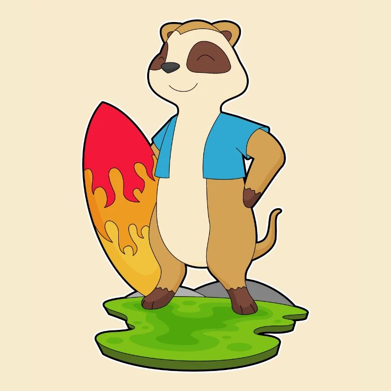 Erdmännchen Surfer Surfbrett