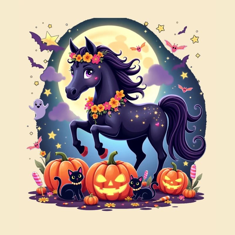 Magisches Halloween Pferd Mädchen Abenteuer