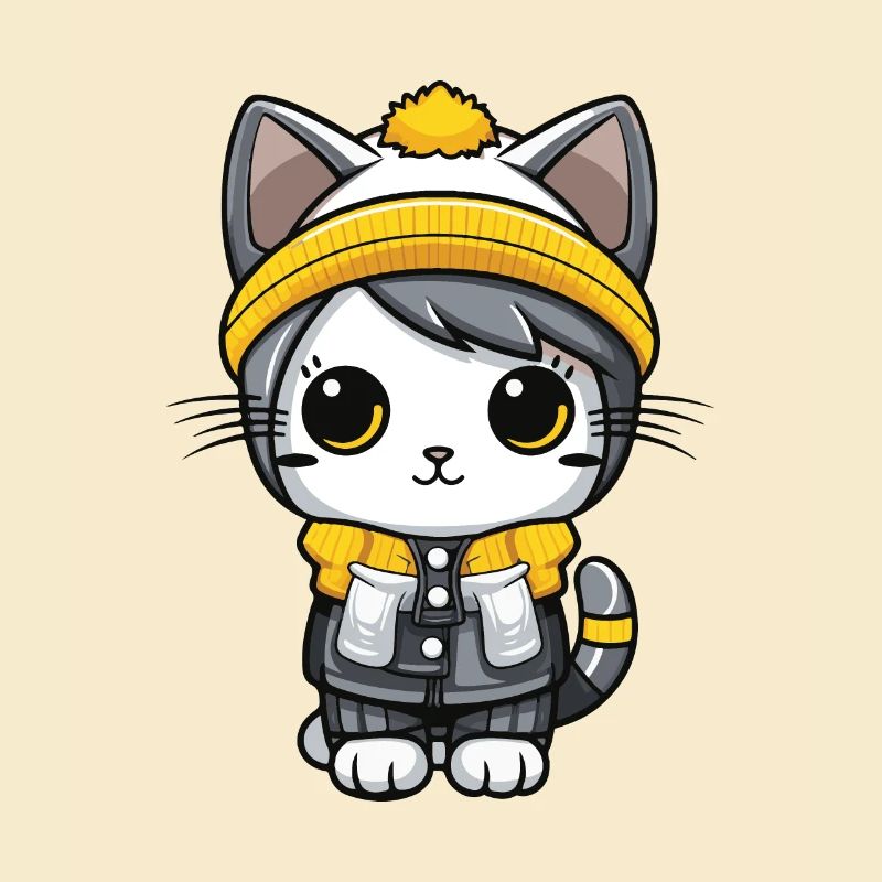 Katze Winter Comic Niedlich