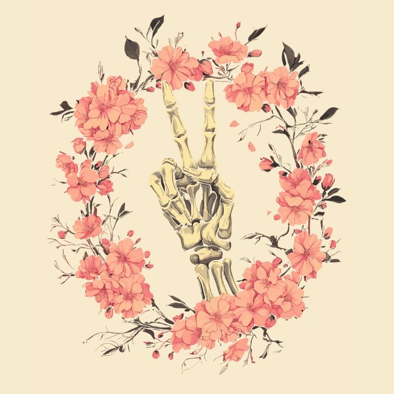 Skeleton Hand Peace Sign