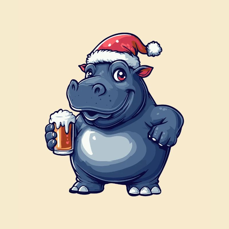 Nilpferd Weihnachten Bier