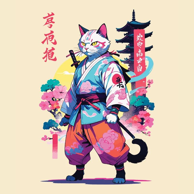 Samurai Katze Vaporwave Aesthetic