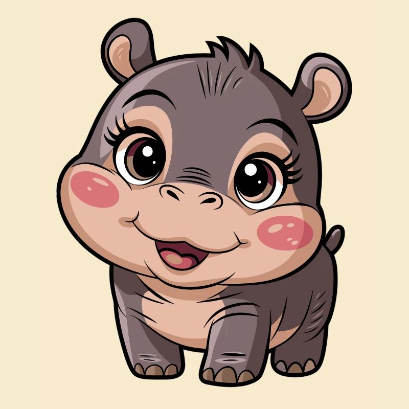 Mignon Moo Deng Hippo avec de grands yeux