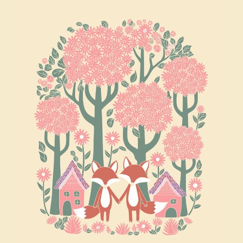 Dreamy cottagecore foxes in the enchanted forest